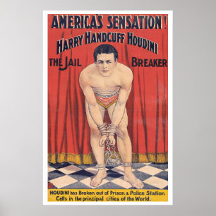 Harry Handcuff Houdini, de gevangenisbreker 1900 Poster