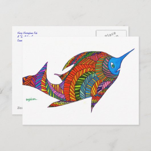 Harry Herringbone Fish Briefkaart (Voorkant / Achterkant)