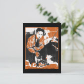 HARRY HOUDINI Black en Oranje illustratie Briefkaart (Staand voorkant)