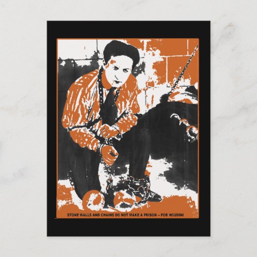 HARRY HOUDINI Black en Oranje illustratie Briefkaart (Voorkant)