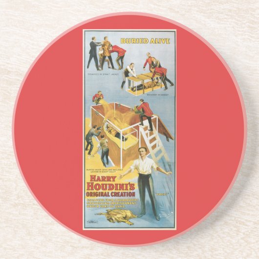 Harry Houdini Buried Alive  Magicien Poster Zandsteen Onderzetter (Voorkant)