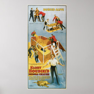 Harry Houdini, Buried Alive Vintage Poster, 1914 Poster