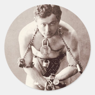 Harry Houdini (c.1899) Ronde Sticker