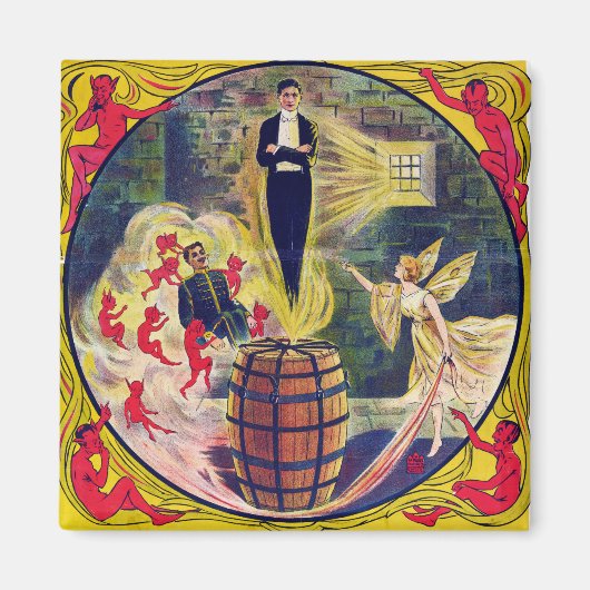  Harry Houdini Gevangenis Cel en Barrel Mystery Magneet (Voorkant)