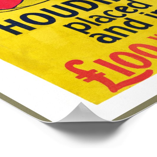  Harry Houdini Gevangenis Cel en Barrel Mystery Poster (Hoek)