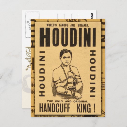 Harry Houdini, Handcuff King! Briefkaart (Voorkant / Achterkant)