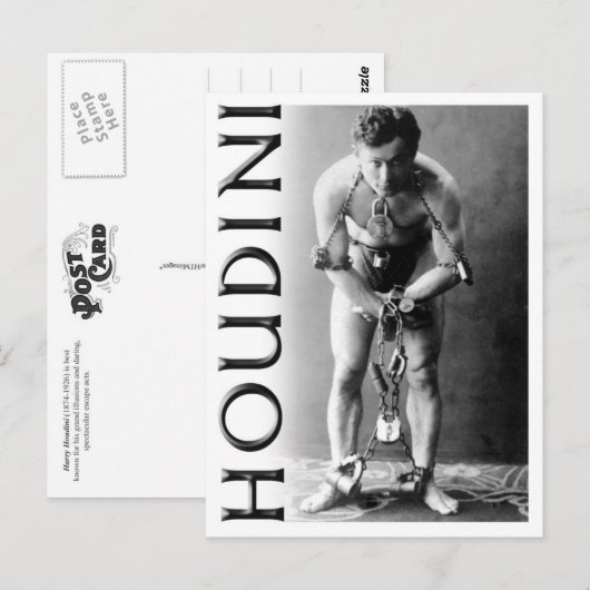 Harry Houdini in Chains Briefkaart (Voorkant / Achterkant)