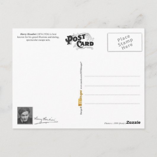 Harry Houdini in Chains Briefkaart (Achterkant)