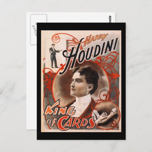 Harry Houdini King of Cards Briefkaart (Voorkant / Achterkant)