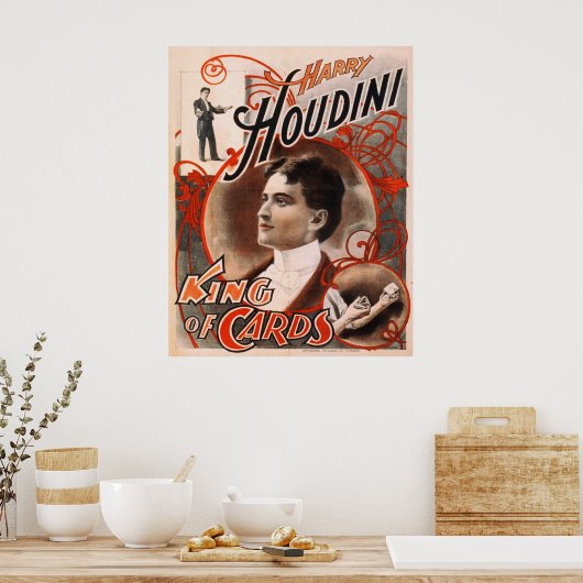 Harry Houdini King of Kaarten Poster (Keuken)