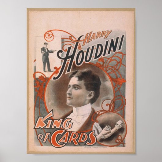 Harry Houdini, 'Koning van het  theater van Kaarte Poster (Voorkant)