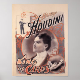 Harry Houdini, koning van kaarten 1895 Poster