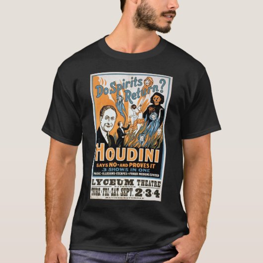 Harry Houdini Magic Show - Ghostbuster 1909 T-shirt (Voorkant)