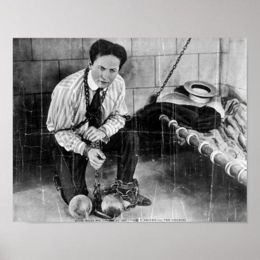 Harry Houdini Over aan Escape uit de gevangenis Poster (Voorkant)