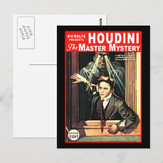 Harry Houdini Pulp Fiction Style Illustratie Briefkaart (Voorkant / Achterkant)