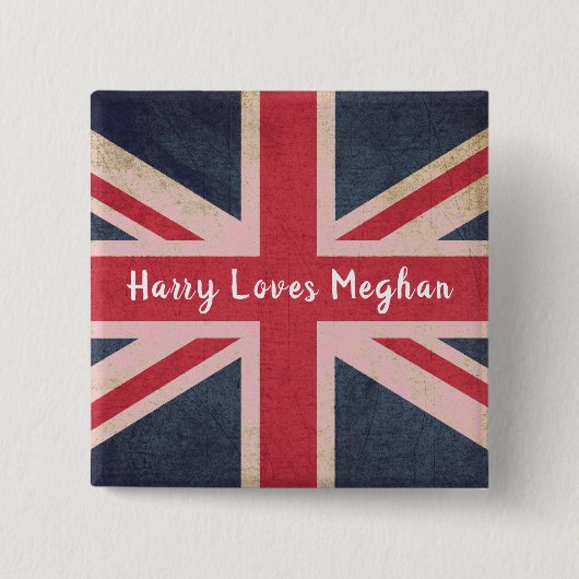 Harry LOVES Meghan Royal Wedding Square Button (Voorkant)