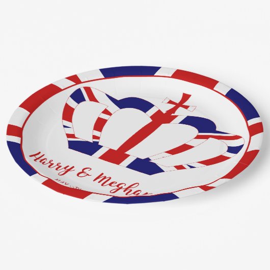 Harry & Meghan Crown | Koninklijke bruiloft Papieren Bordje (Gekanteld)