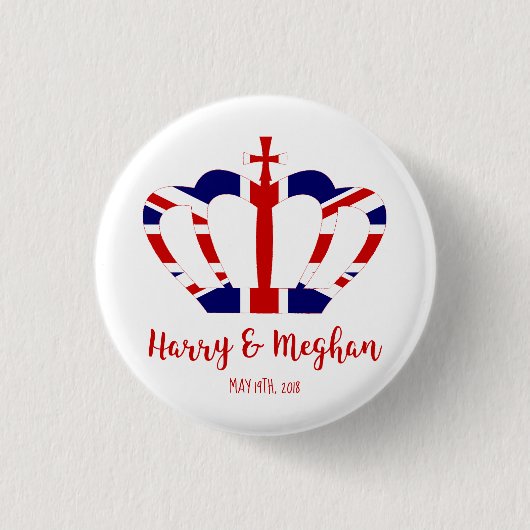 Harry & Meghan Crown | Koninklijke bruiloft Ronde Button 3,2 Cm (Voorkant)