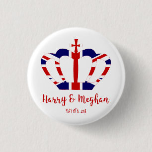Harry & Meghan Crown   Koninklijke bruiloft Ronde Button 3,2 Cm