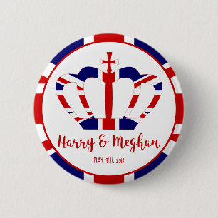 Harry & Meghan Crown   Koninklijke bruiloft Ronde Button 5,7 Cm