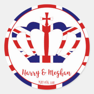 Harry & Meghan Crown   Koninklijke bruiloft Ronde Sticker