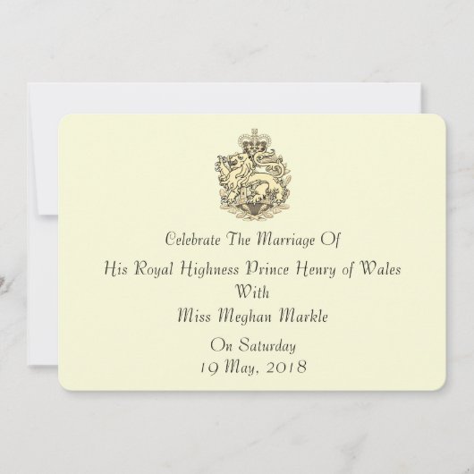 Harry & Meghan Elegant Royal Wedding Invitation Kaart (Voorkant)