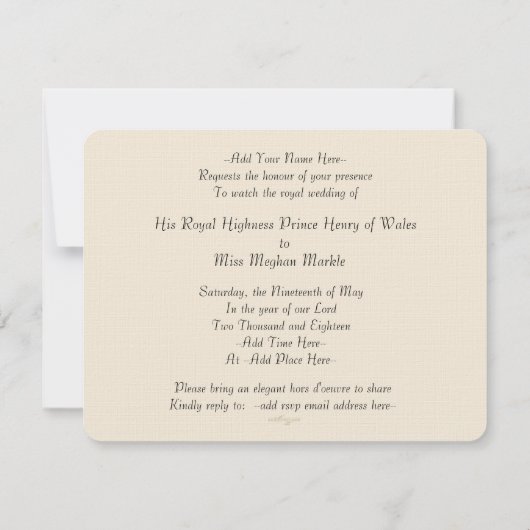 Harry Meghan Monogram Union Jack Invitation Kaart (Achterkant)