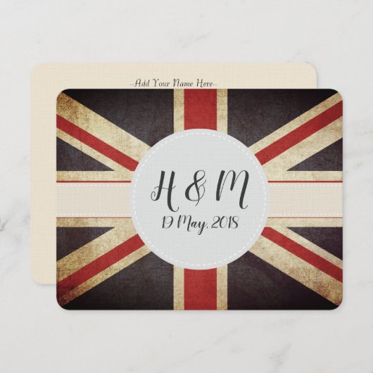 Harry Meghan Monogram Union Jack Invitation Kaart (Voorkant / Achterkant)