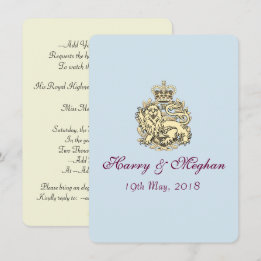 Harry Meghan Posh Royal Wedding Invitation (Blue) Kaart