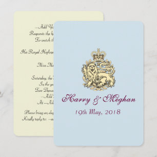 Harry Meghan Posh Royal Wedding Invitation (Blue) Kaart