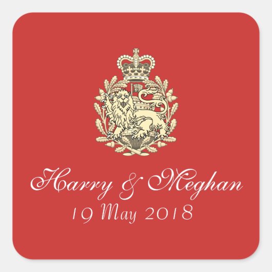 Harry Meghan Royal Bruiloft Rode Stickers (Vierkan (Voorkant)