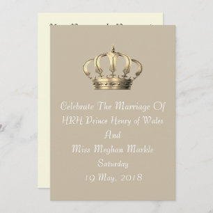 Harry & Meghan Royal Crown Invitation (Taupe) Kaart