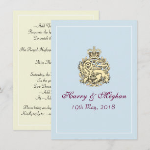 Harry Meghan Royal Wedding Posh Invitation (Blauw) Kaart