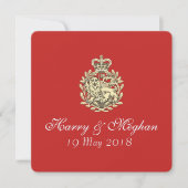 Harry Meghan Royal Wedding Red Invitation (Square) Kaart (Voorkant)