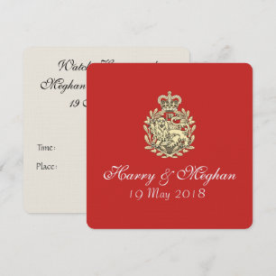 Harry Meghan Royal Wedding Red Invitation (Square) Kaart