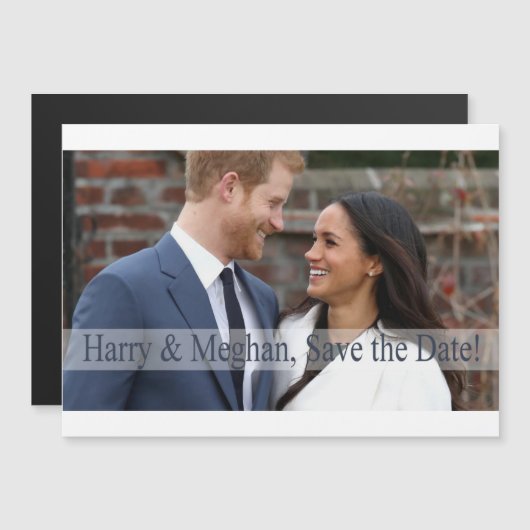 Harry & Meghan, sla de datum op! Magnetische Uitnodiging (Voorkant / Achterkant)