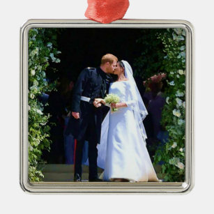 Harry Meghan trouwdag kus chapel ingang Metalen Ornament