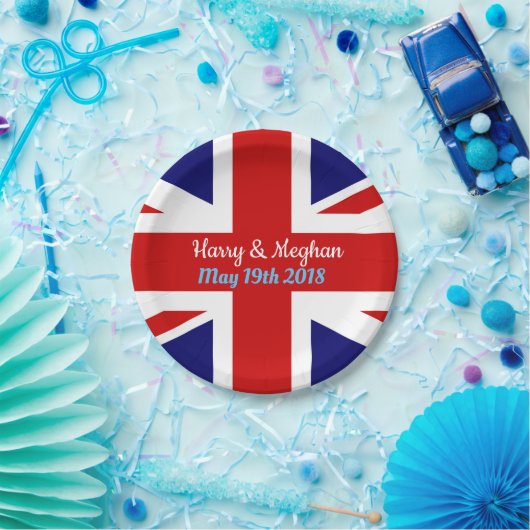 Harry & Meghan, Union Jack. Papieren Bordje (Feest)