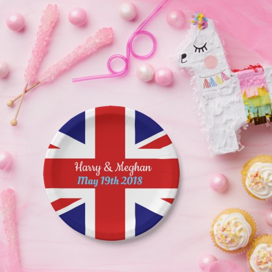 Harry & Meghan, Union Jack. Papieren Bordje (Feest)