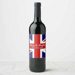 Harry & Meghan, Union Jack. Wijn Etiket