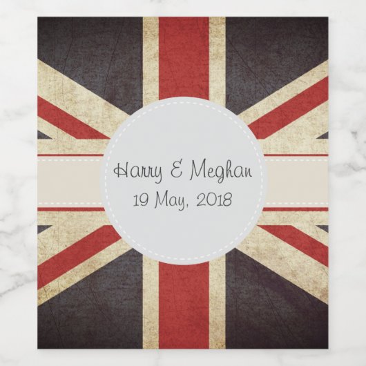 Harry & Meghan Union Jack Wijnlabel Wijn Etiket (Enkel label)