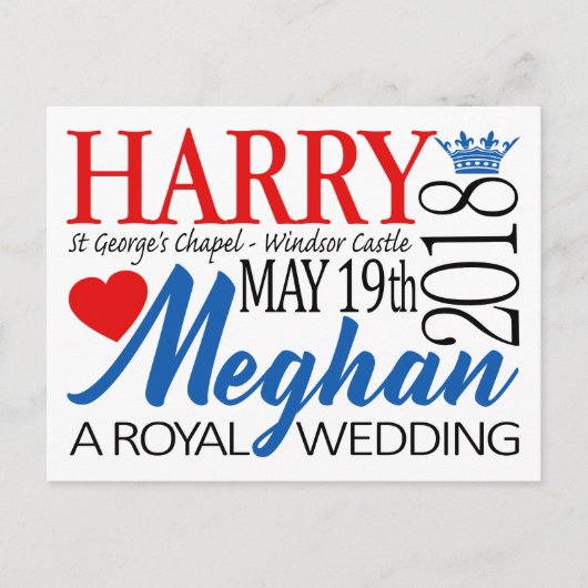 Harry & Meghan Wedding, 19 mei 2018 Briefkaart (Voorkant)