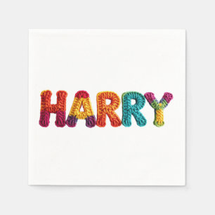 HARRY Naam in Levendig Haakpatroon Servet
