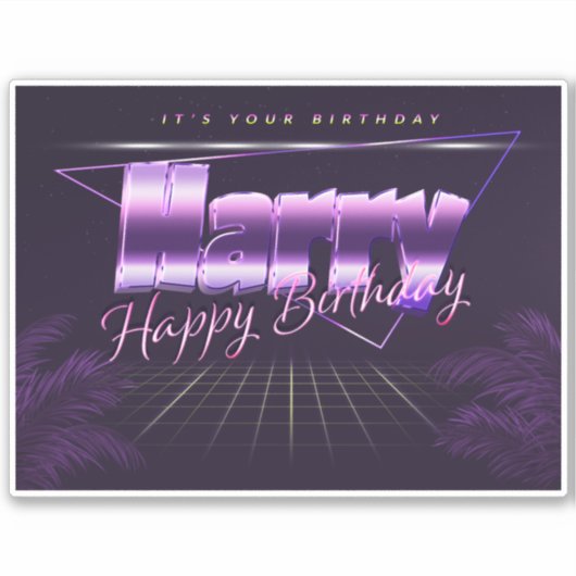 Harry Name Vorname lila retro Sticker Geburtstag (Voorkant)