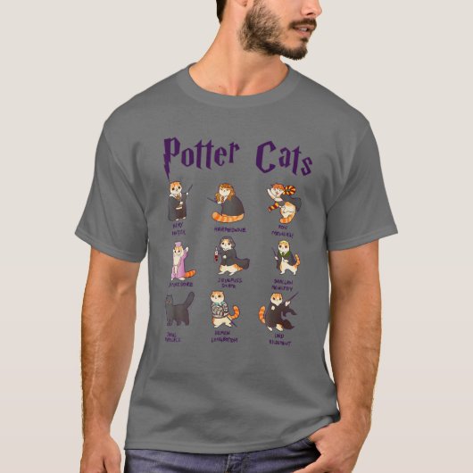 Harry Pawter Cute Cats T Potter Fan T-shirt Gift (Voorkant)