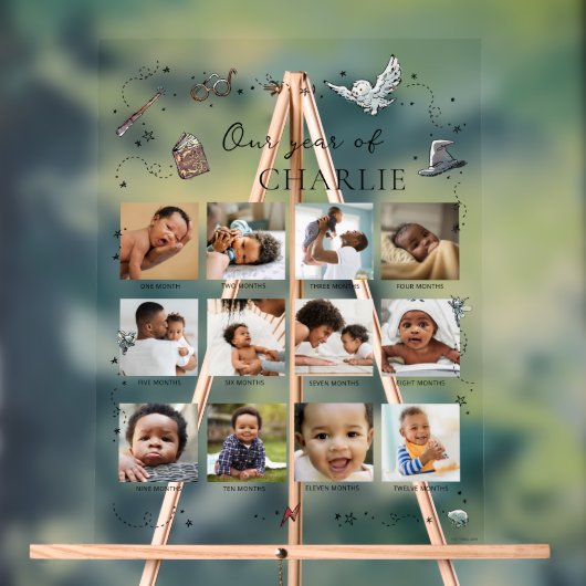 Harry Potter 1st Birthday - 12 maanden fotocollage Acryl Bord (Neutraal)