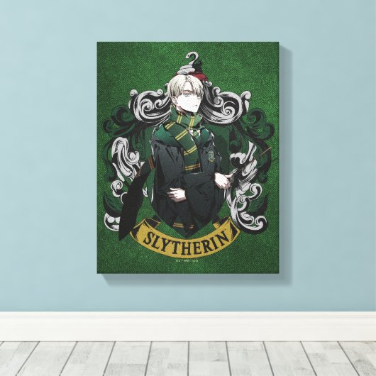 HARRY POTTER™ | Anime Draco Malfoy House Crest Canvas Afdruk (Insitu (Houten vloer))