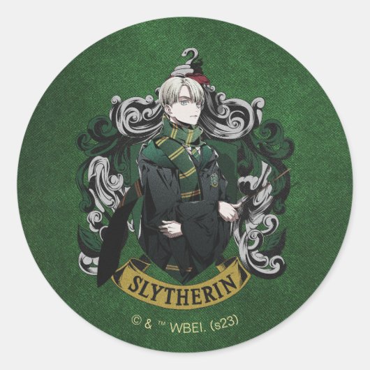 HARRY POTTER™ | Anime Draco Malfoy House Crest Ronde Sticker (Voorkant)