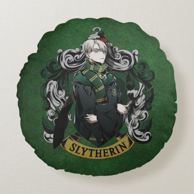 HARRY POTTER™ | Anime Draco Malfoy House embleem Rond Kussen (Voorkant)