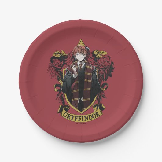 HARRY POTTER™ | Anime Ron Weasley House Crest Papieren Bordje (Voorkant)